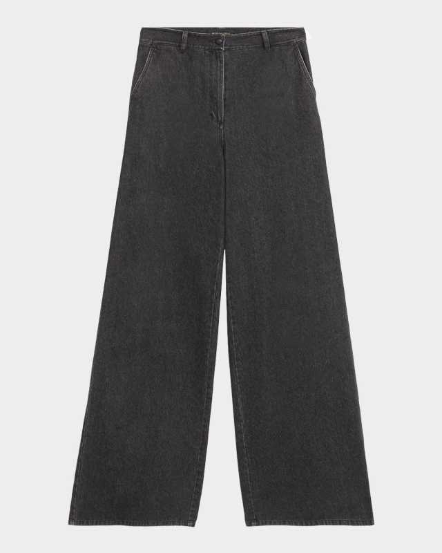 Effie Wide-Leg Cotton Denim Pants